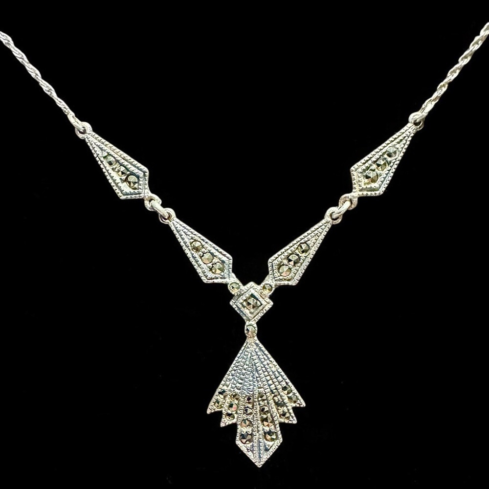 Judith Jack | Vintage Art Deco Revival Sterling Silver Marcasite Necklace